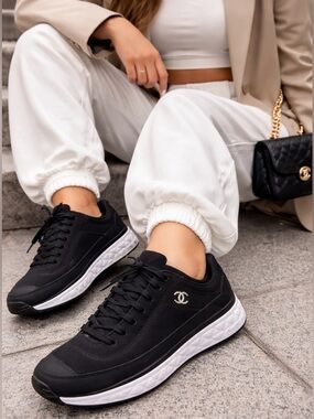 CHANEL Black and White Sneakers